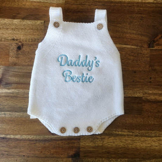 Baby boy knit romper - White