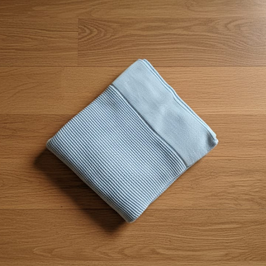 Blue knit baby blanket