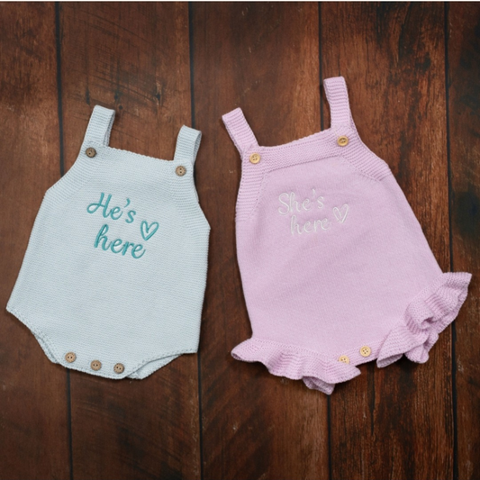 Baby boy knit romper - Blue