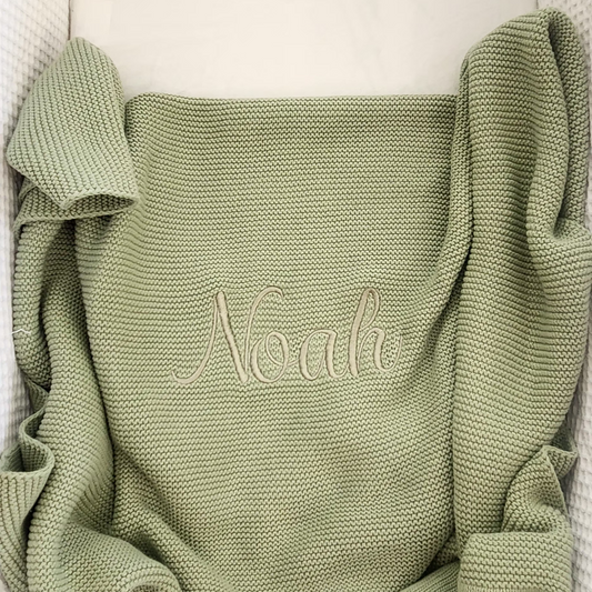 Sage Green Baby knit blanket